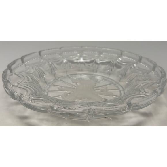 Vintage Cut Etched Clear and Frosted Glass Carousel Horse Candy Dish 8" - Picture 6 of 6
